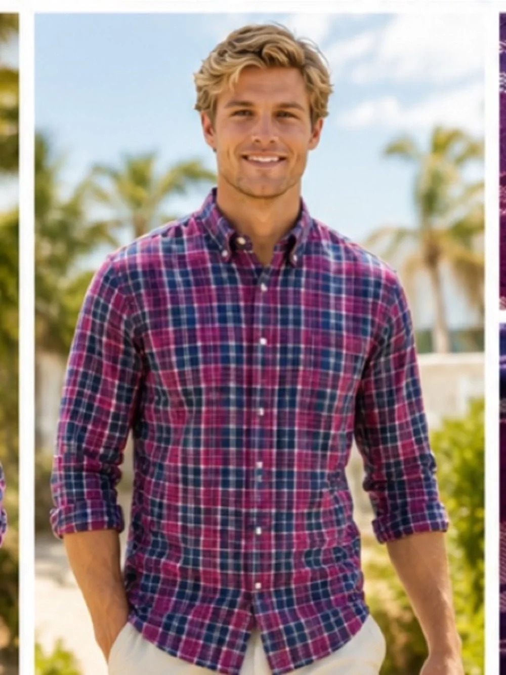 J.Crew Tartan Plaid Button Down Shirt Men’s LT Blue Pink Long Sleeve Casual